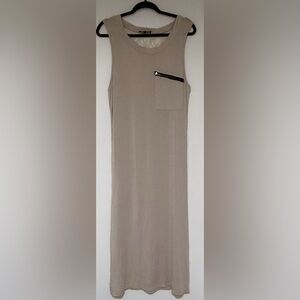 POL Midi Taupe Sleeveless Dress Lace Detail Size Medium